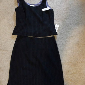 Tahari Black and Purple Knee-Length Pencil Skirt Set